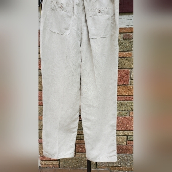 Cubavera Straight Leg Linen Blend Pant Lightweight Off White Cream Large - Picture 8 of 11